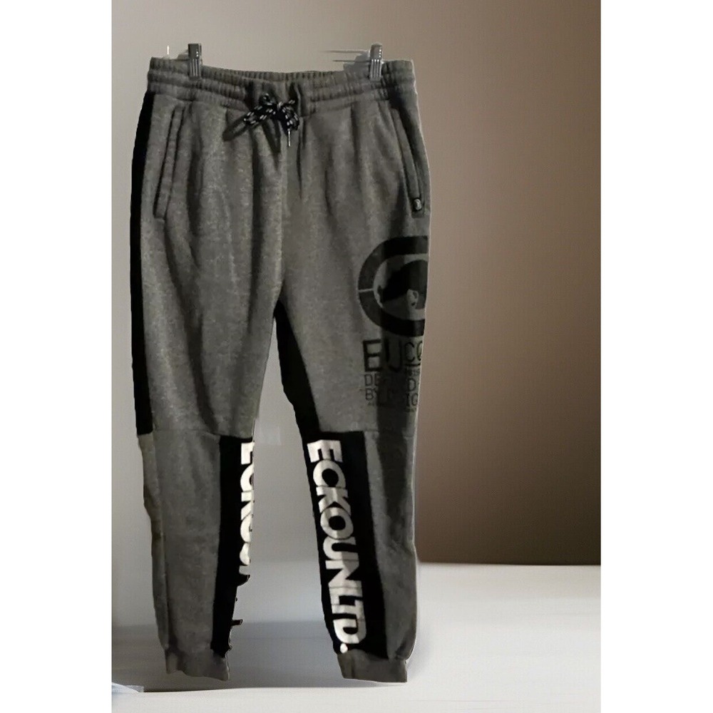 ECKO UNLTD Mens Gray Fleece Jogger Pants Size L And Gray Hoodie Size M Retro Y2K